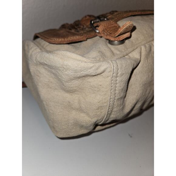 Anabaglish Sundance Canvas/Leather Large Distressed Messenger Bag 16x11x5 - Picture 9 of 14